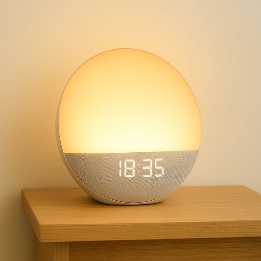 RiseWell™ Smart Sunrise Alarm Clock – Gentle Wake-Up Light, Music Speaker & Customizable Brightness for Stress-Free Mornings